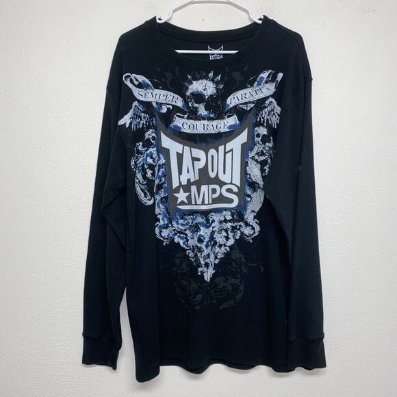 Tapout MPS Shirt Men’s XXL Black Thermal Waffle Knit Long Sleeve Y2K Grunge - Picture 1 of 7